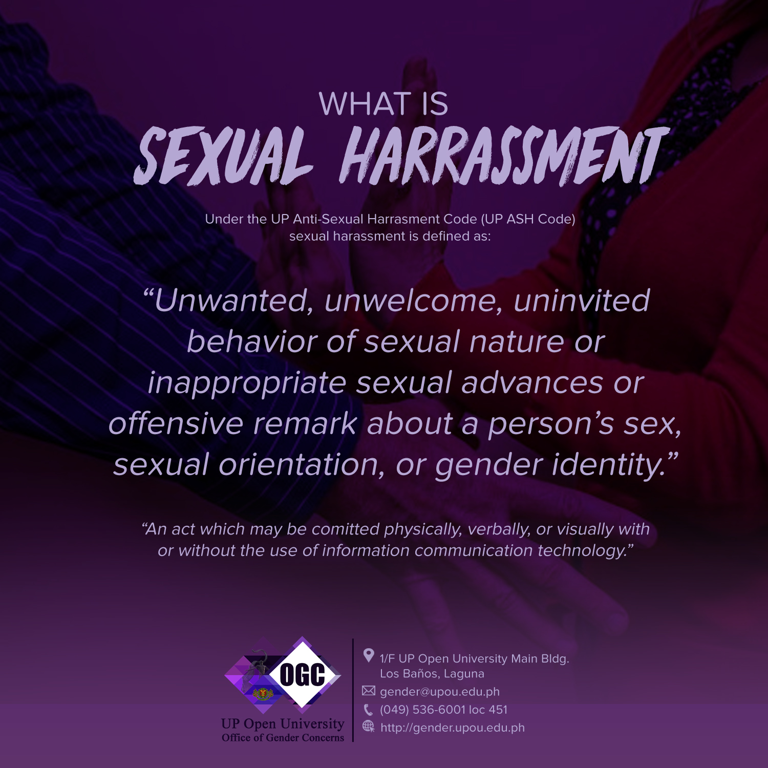 Upou Anti Sexual Harassment Campaign Office Of The Gender Concerns